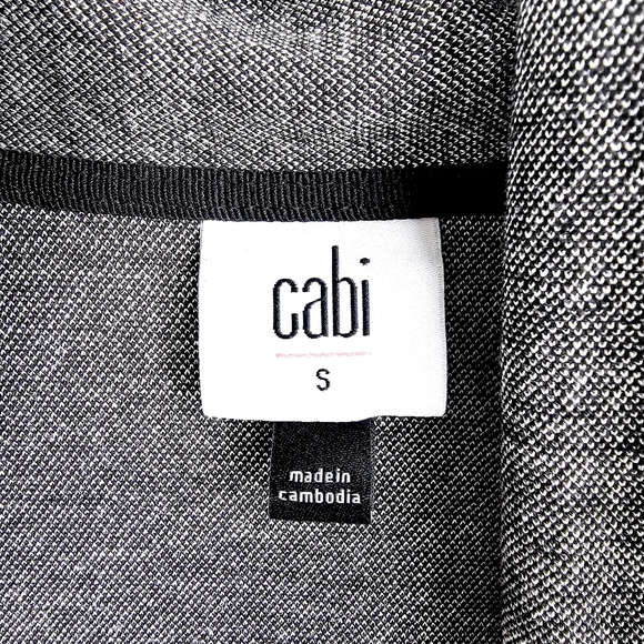 CAbi #3904 Black & White Houndstooth Knit Jacket Blazer Waterfall Open Shawl - Picture 5 of 9